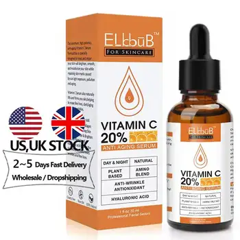 Dropshipping ELBBUB Vitamin C Serum Hyaluronic Acid Anti-wrinkle Moisturizes Repair and Skin Whitening Serum