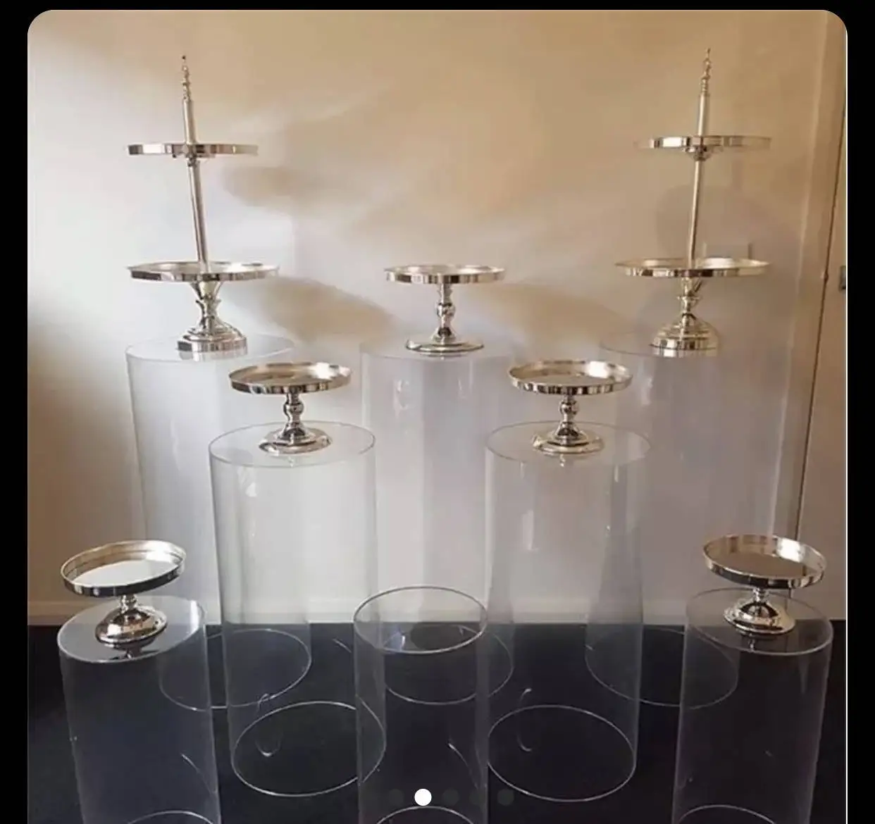 Acrylic Cylinder Display Stand Round Plinth White Acrylic Wedding