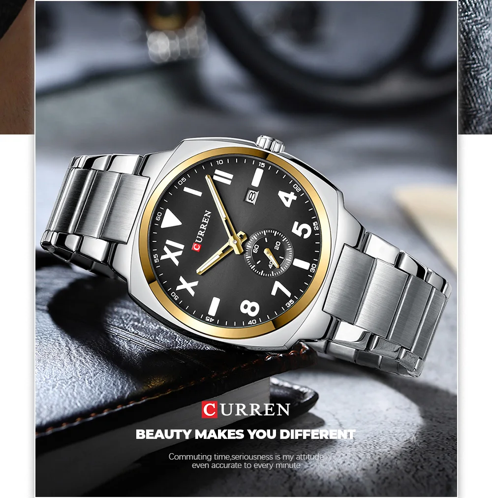 CURREN 8472 Watch for Man Luxury Man Wristwatch 3ATM Waterproof Quartz Watches Luminous Hands with Date Relogio Masculino