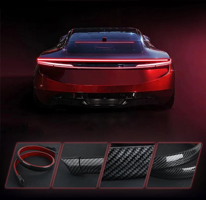 12V Carbon Fiber Waterproof Flow Spoiler Rear Lamp - LED