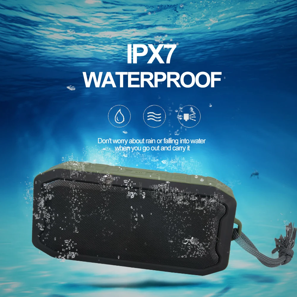 IPX 7 водонепроницаемый беспроводной портативный динамик с FM-радио стерео большой емкости перезаряжаемая батарея