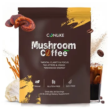 Hot Selling OEM Supported Instant Mushroom Coffee Powder Rich In Vitamins Factory Direct In Bag Can Drum Packaging