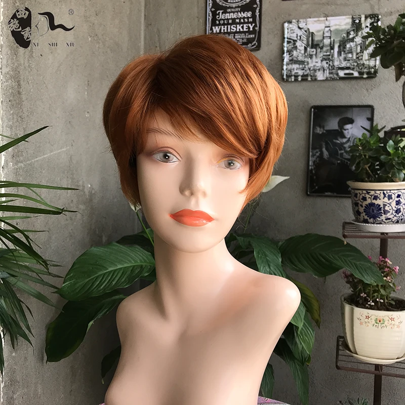 XISHIXIU Hair Wholesale vendors Ombre Blonde  Brown BURG Short Straight natural wig Synthetic hair Wigs for Women