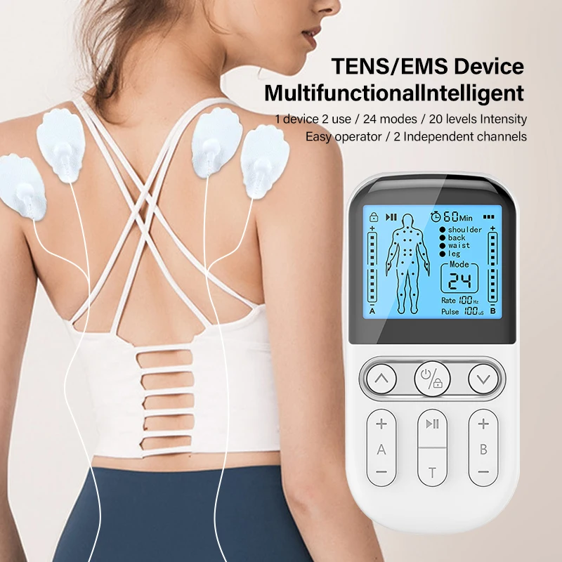 Unit Muscle Stimulator Machine for Back, Neck, Sciatica, Nerve Pain Relief,  Dual Channel 24 Modes Digital Electric Shock Therapy Pulse Massager with