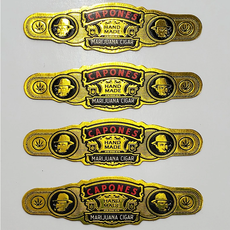 Customize Cigar Band Labels Gold Foil Embossed Cigar Label Printing
