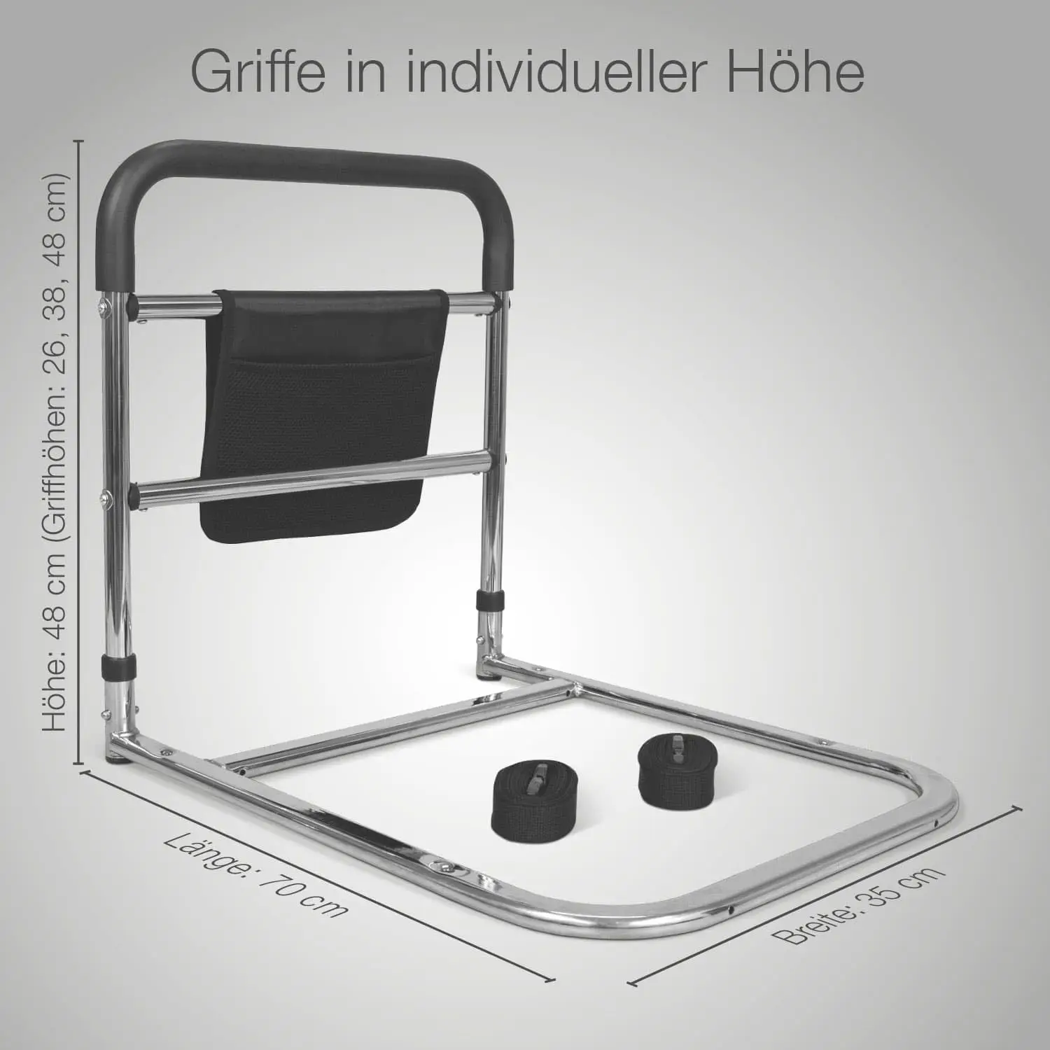 Grab Handle Bed Rail Fall Protection Bedside Handrail for Adults Elderly and Seniors Everyday Aid with Practical Bag