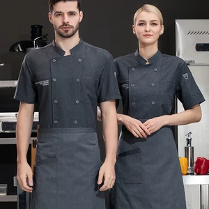 High Quality Comfortable Long Sleeve Black Chef Coat Hotel and Restaurant Kitchen Work Uniform for Tea House