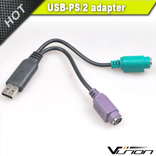 PS2 to USB Adapter - for Keyboard & Mouse with PS2 Interface - Support PS/2 Port of KVM Switch - Built-in USB IC