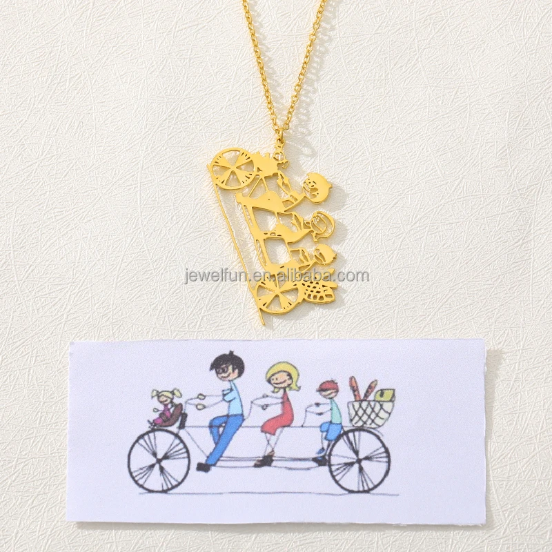 Actual Kids Drawing Necklace Children Artwork Necklace Kid Art