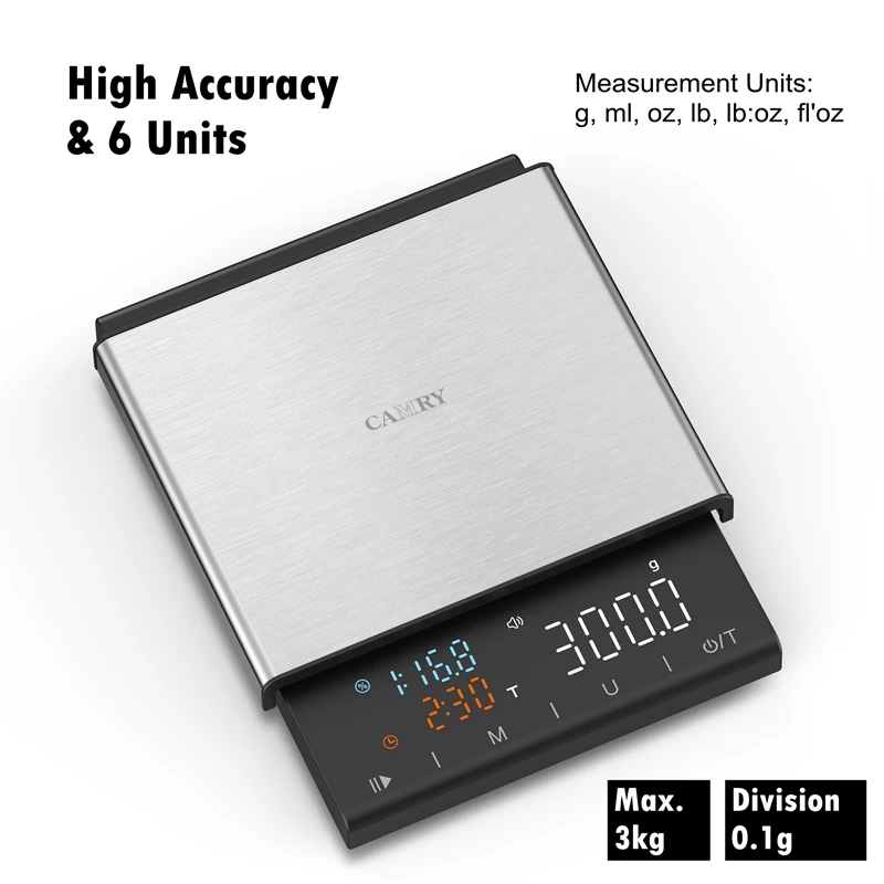 Camry Waterproof Food Weighing Espresso Brewing Scale Rechargeable