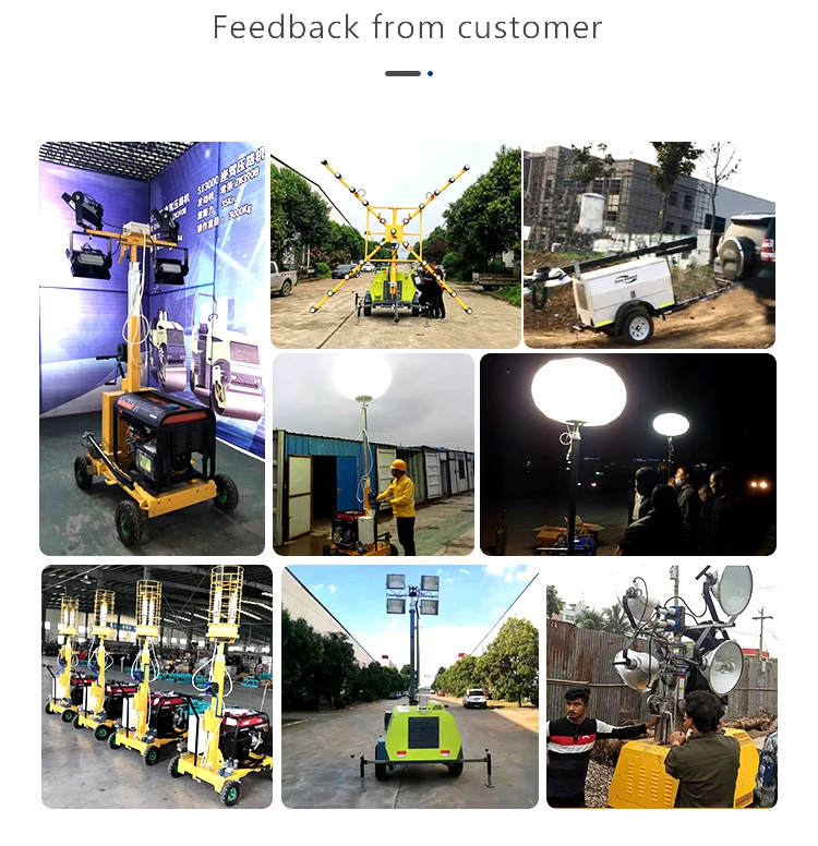 Factory Supply 9m 7m Trailer Mobile Lighting Tower Diesel Power LED with generator for sale factory