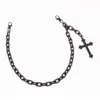 Single-layer thick chain cross pendant pants chain, black