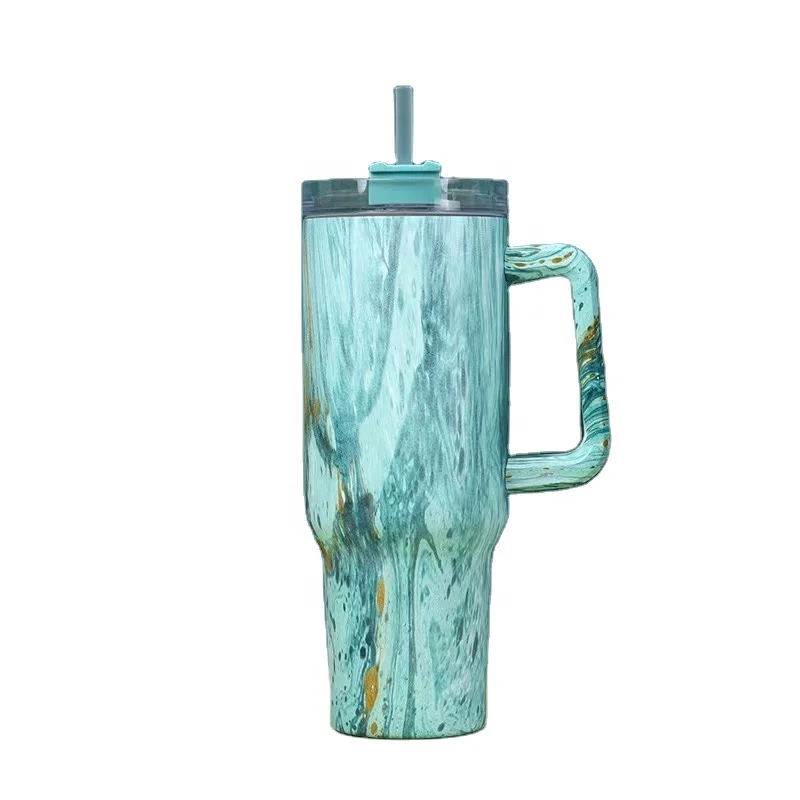 Large Capacity 40OZ Sports Design Car Cup with Straw Vacuum Bottle Cola Shape for Camping 40 Ounce Texture Coaster