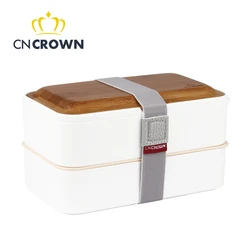 Ланч-бокс Bento с делителем и столовыми приборами для детей двухслойный из бамбукового волокна бамбуковой