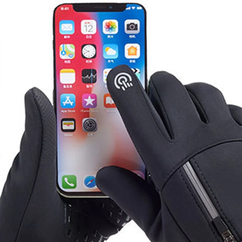 Зимние теплые перчатки FF545 для сенсорных экранов водонепроницаемые утепленные варежки с плюшевой подкладкой мужские пальцами рыбалки пешего туризма велоспорта