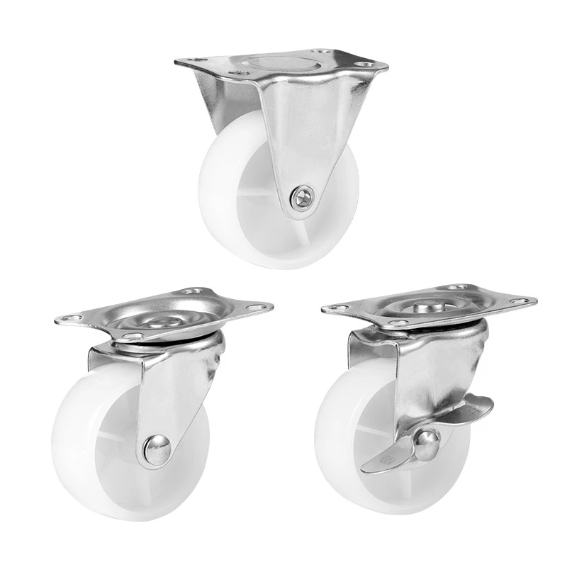 Iron Universal PP Light Duty Wheel Casters 360 Degree Swivel Casters Wheels Industrial White Nylon Caster Wheel