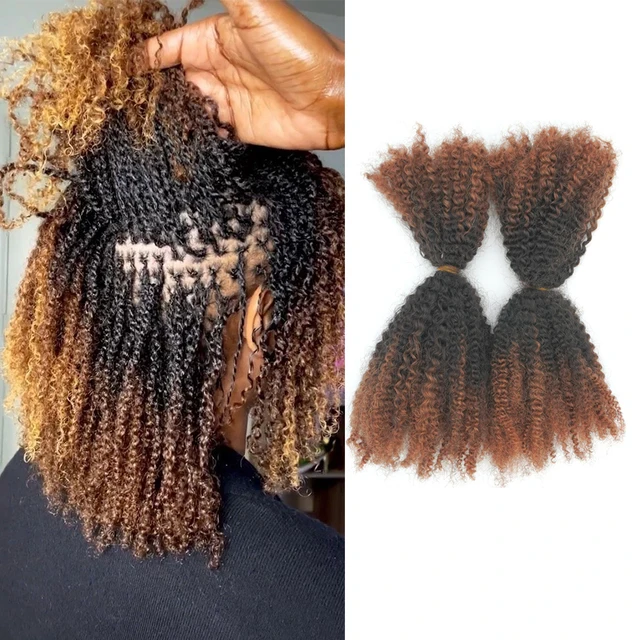 KAMA Wholesale Indian Hair 30/Natural/30# 4C Afro Kinky Machine Double Weft Remy Hair Extension 100% Twist Hair Bundles Braids