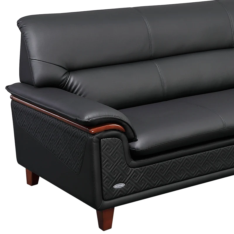 Luxury Leather Sofa Set,Black Couch For Office Reception Hotel Furniture Set Office Furniture