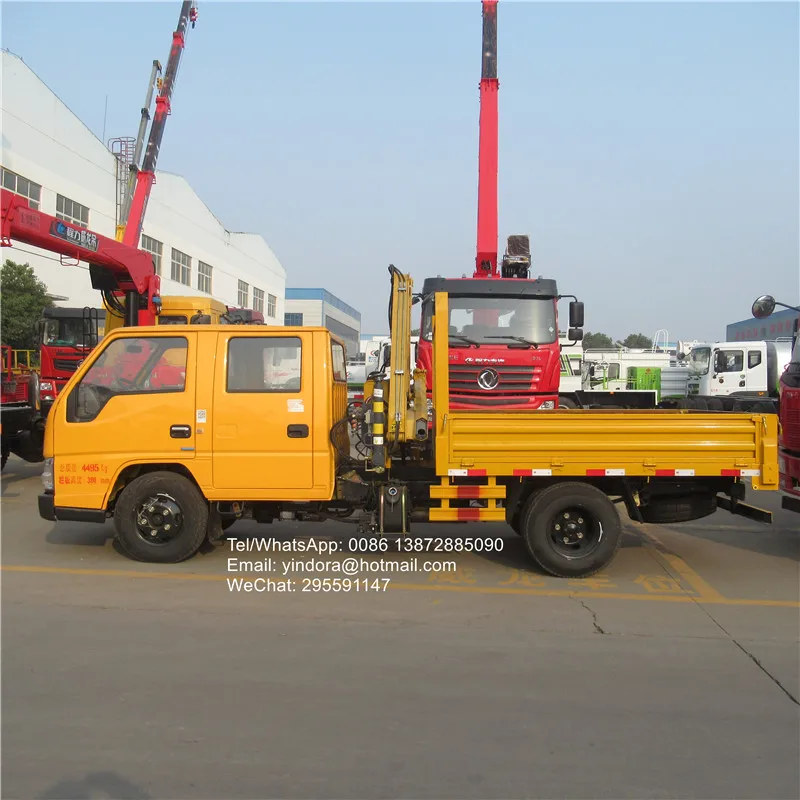 New JMC Double Cabin Boom Truck Folding Arm Lift Mini Small Lift Truck Crane 3 Ton 2ton