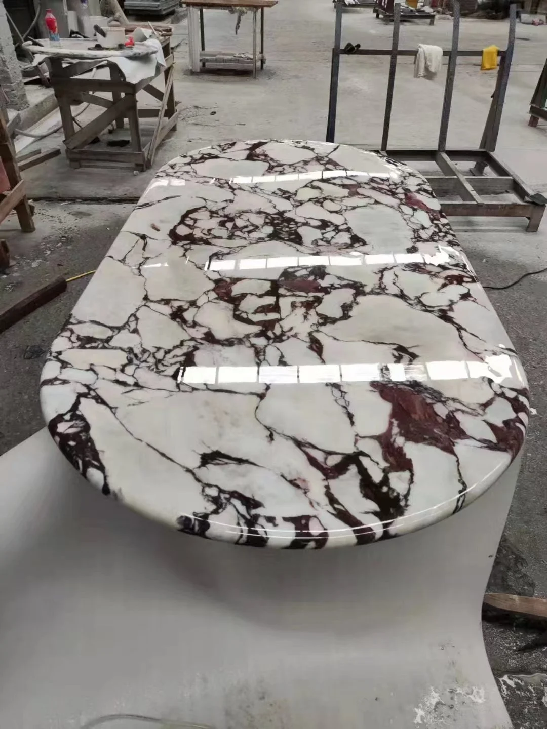 Modern Luxury Natural Stone Calacatta Viola Marble Round Coffee Table Set Dining Room Set for Living Room