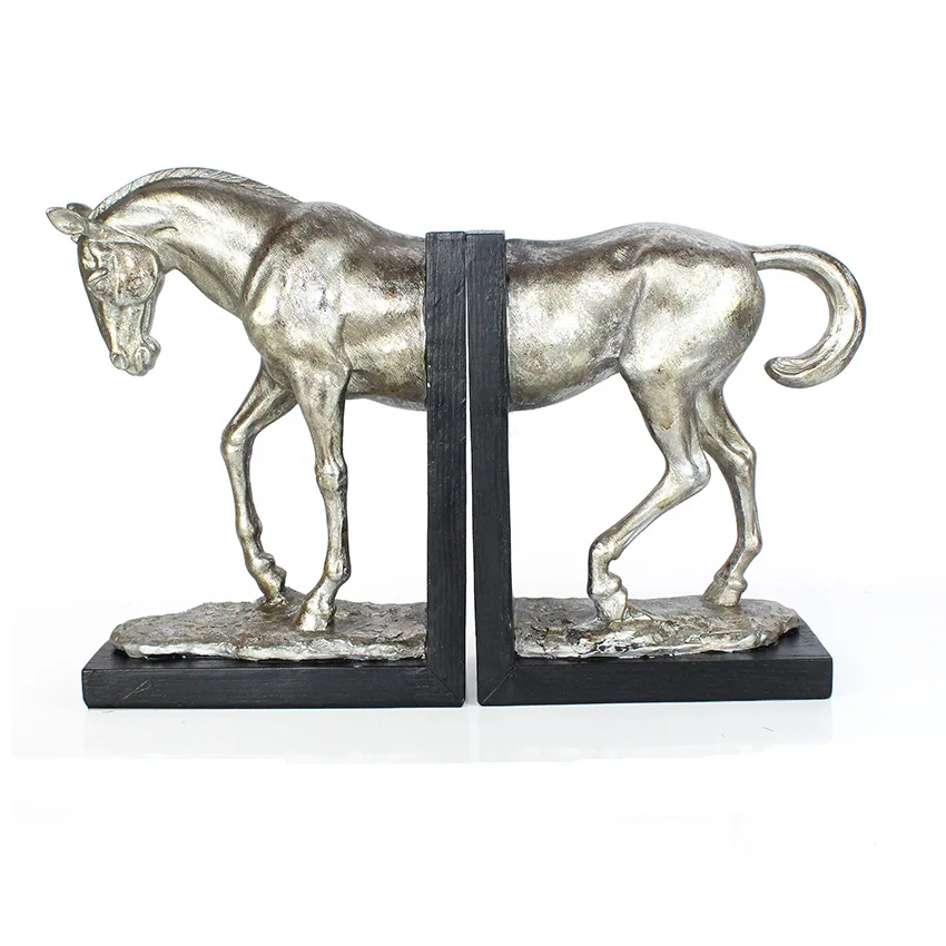 Gold modern nautical horse bookends for shelf home decoration