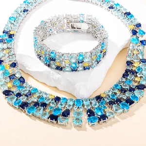 Keiyue Bohemia Women's Statement Necklace Wholesale Big Bead Copper CZ Costume Jewelry With Diamond and Zircon Religious Style