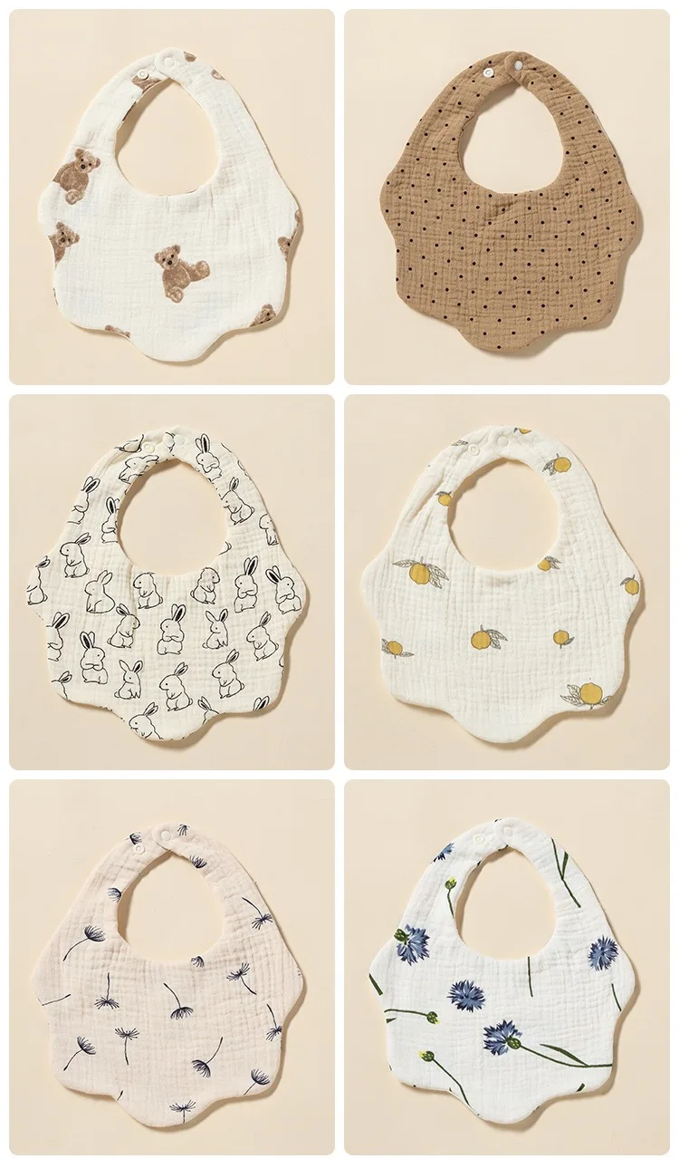 Customize 6 Layers Baby Muslin Bibs 100 Cotton Baby Bib 360 Round Madetoorder Baby Bibs