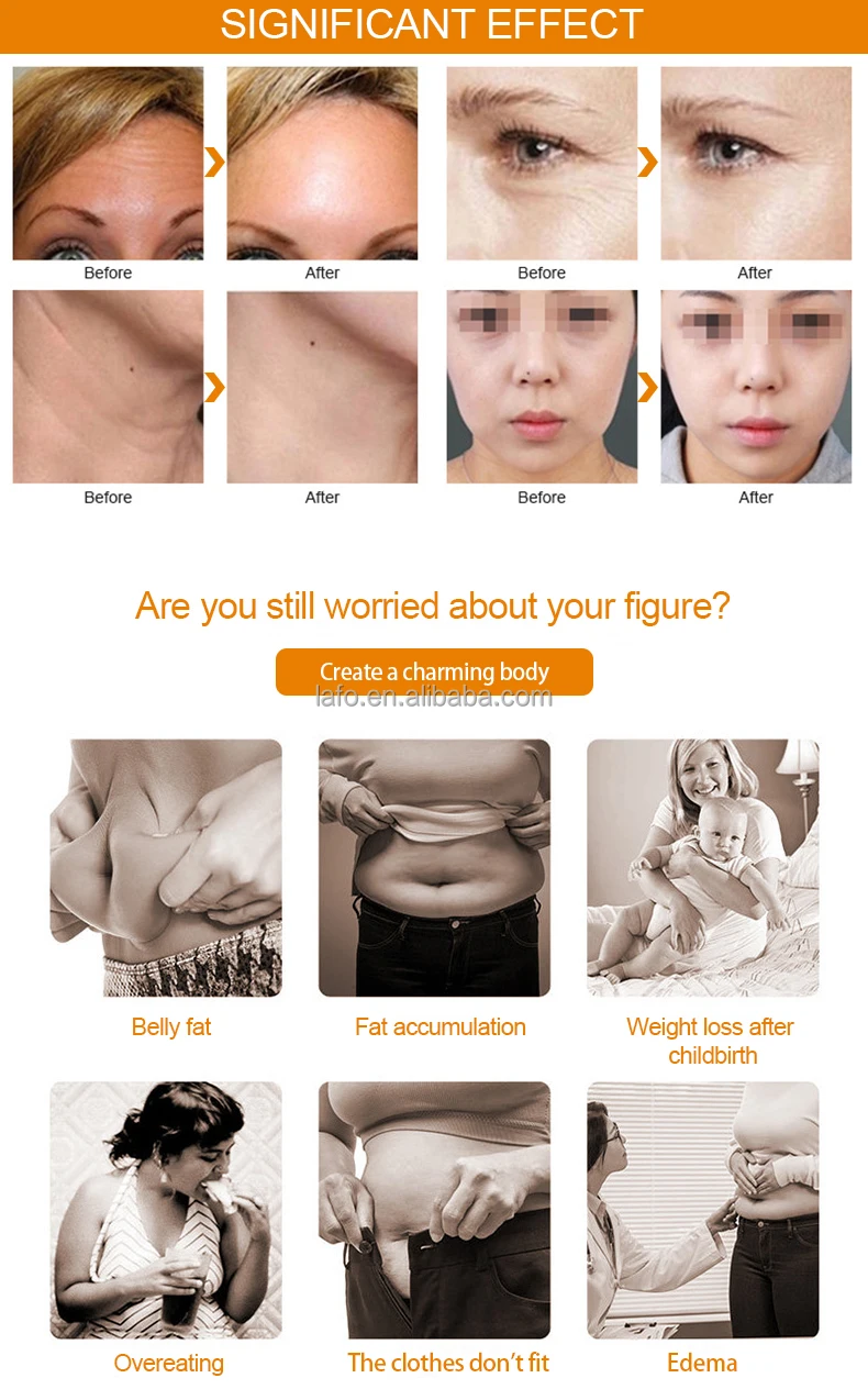 Hottest portable Lipo sonic wrinkle removal body lifting machine with 5 replacement treating heads for choose