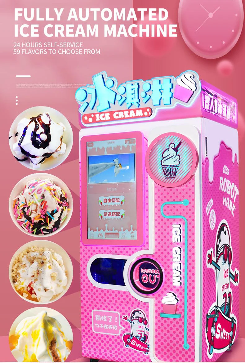 Wholesale 24 Hour Self Service Fresh Soft Ice Cream Vending Machines Automatic Coin Operated 5480