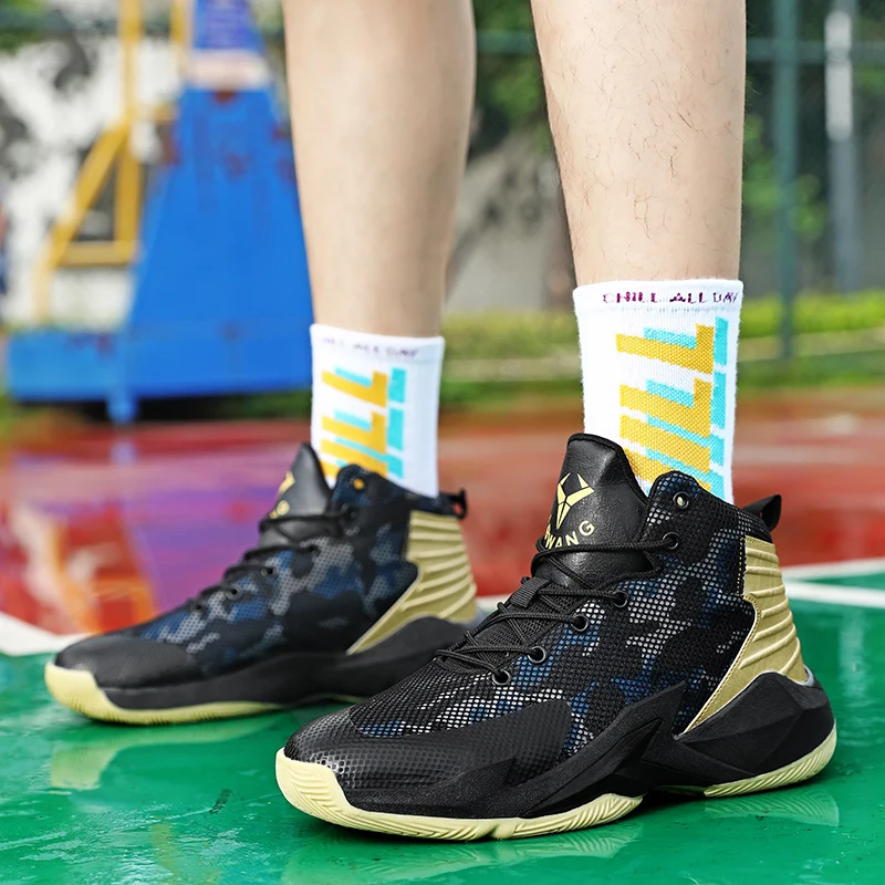 New High Quality Rubber Sole Basketball Shoes for Kids 31-45# Teenage  School Fashion Brand Sports Sneaker Trainer Footwear China