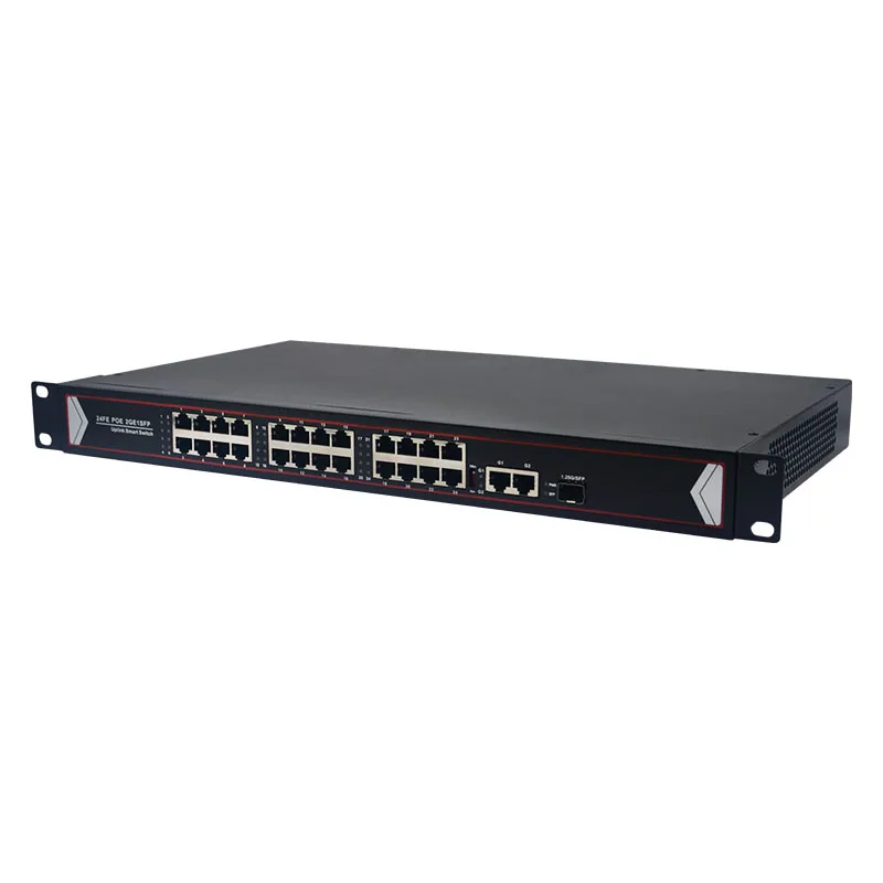 10/100M 24 Port PoE Switch With 1 SFP Fiber 2 Uplink Port 260W Gigabit Power Over Ethernet Switch factory