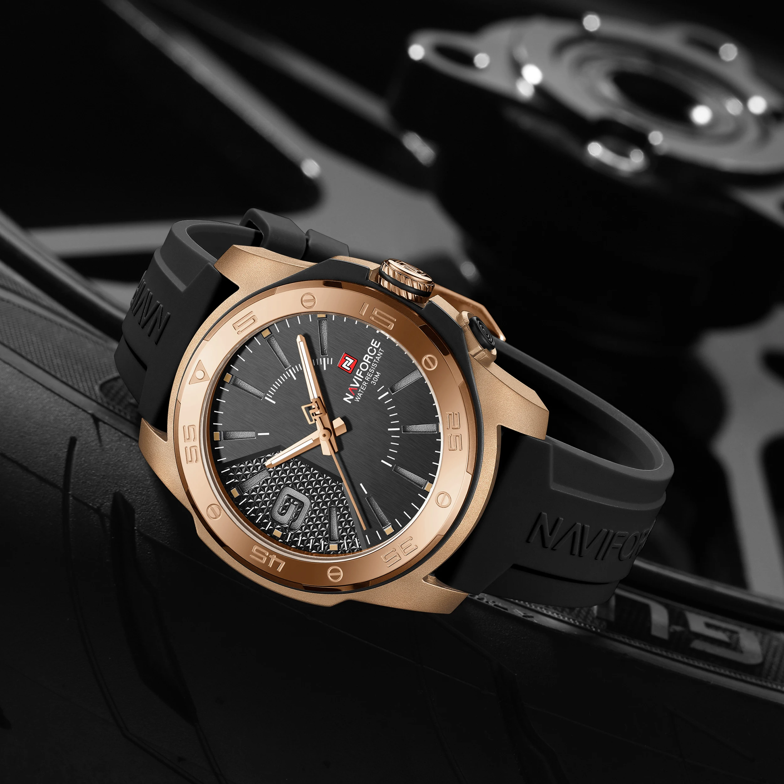 NAVIFORCE NF7112 Original Quartz Watch for Men Simple Silicone Strap 3Bar Waterproof Luminous Watches