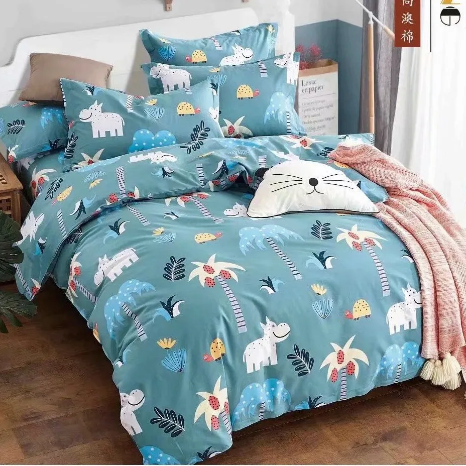 Top Quality Luxury 3d Printing Design Baby 4pcs Bedding Sets Microfiber Bedsheet Comforter Set for Kids