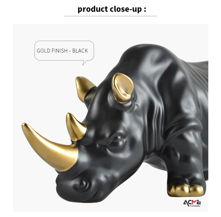 Minimalist Home Decor Ceramic Animal Rhinoceros Ornament Fopearling