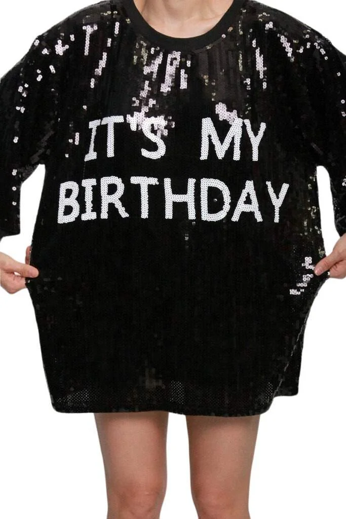 black glitter t shirt dress Black Sequin Crew Neck T-shirt Dress main image 1