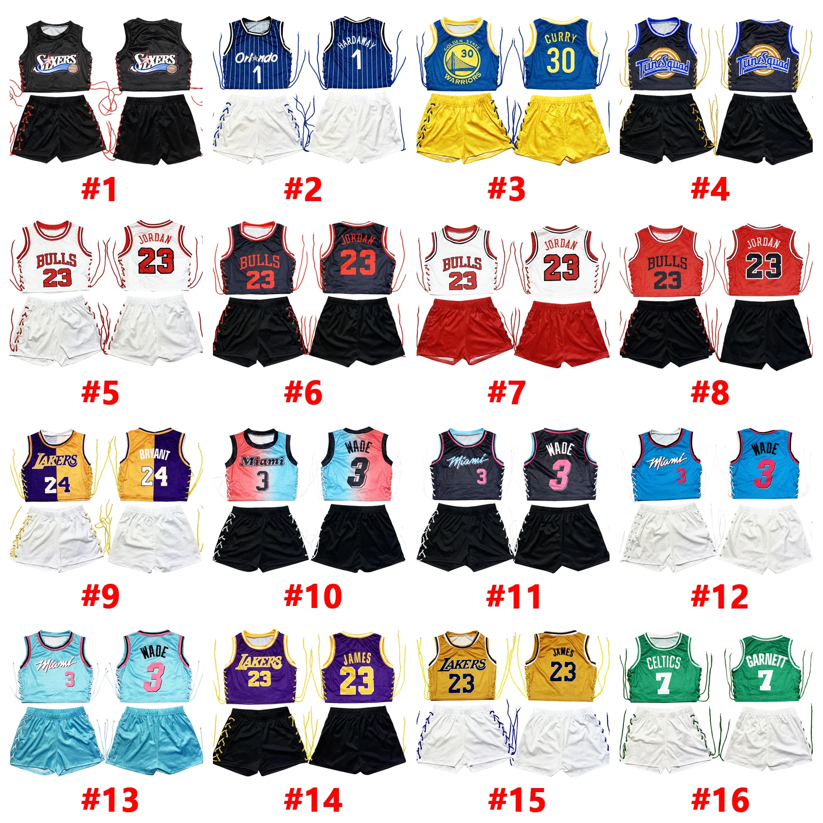 Wholesale New Design Basketball Print Biker Shorts Outfits Lace Up