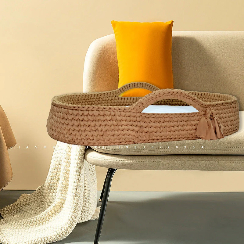 Handmade Crochet Moses Changing Basket Baby Changing Basket With Removable Cover And Waterproof