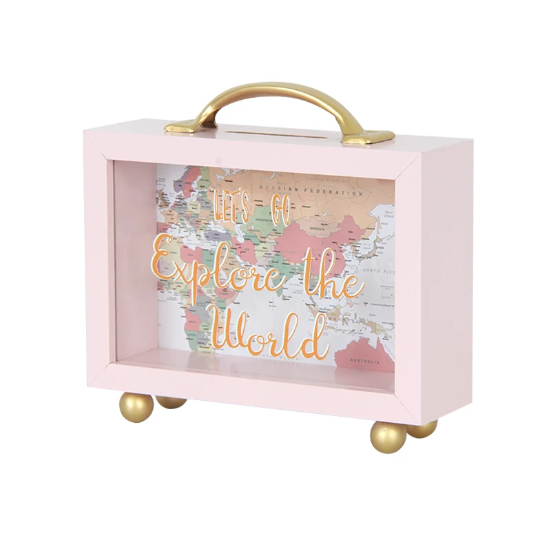 Копилка с ручкой, деревянная коробка для денег с рамкой, Свадебная коробка, копилка для экономии денег, подарок для пары для детей и взрослых