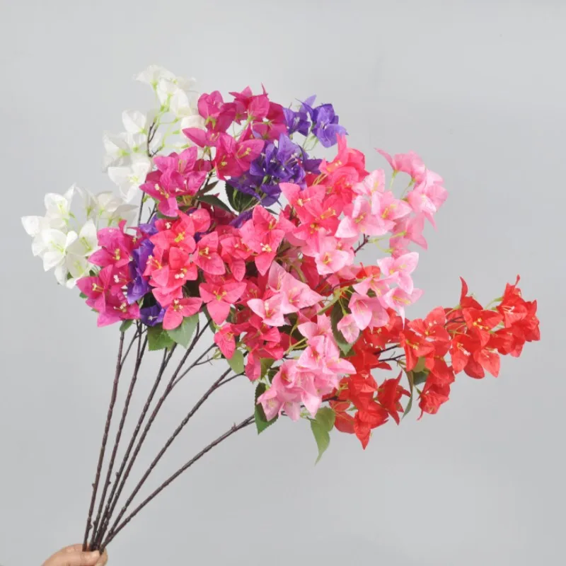 Wholesale Fushia Artificial Bougainvillea Silk Flowers Climbing Rose Red Bougainvillea for Wedding Garden Decoration