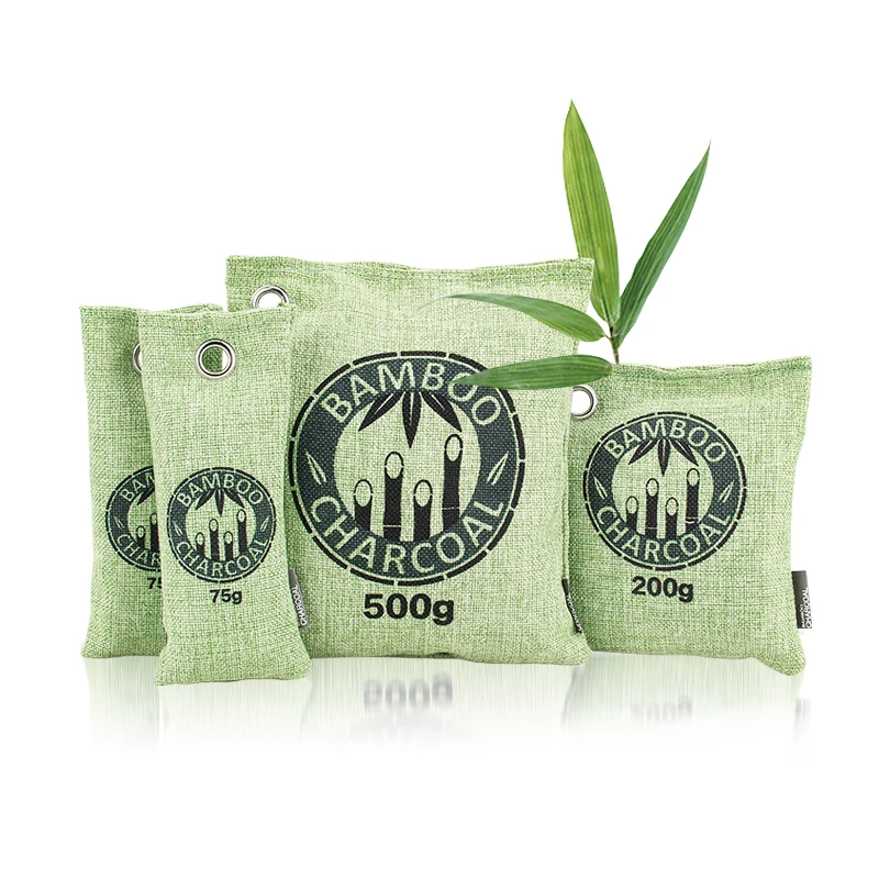 Lot De 4 Sachets Charbon Actif De Bambou - Désodorisant Naturel Chaussures, Voiture, Frigo - Réutilisable 12 Mois - 9