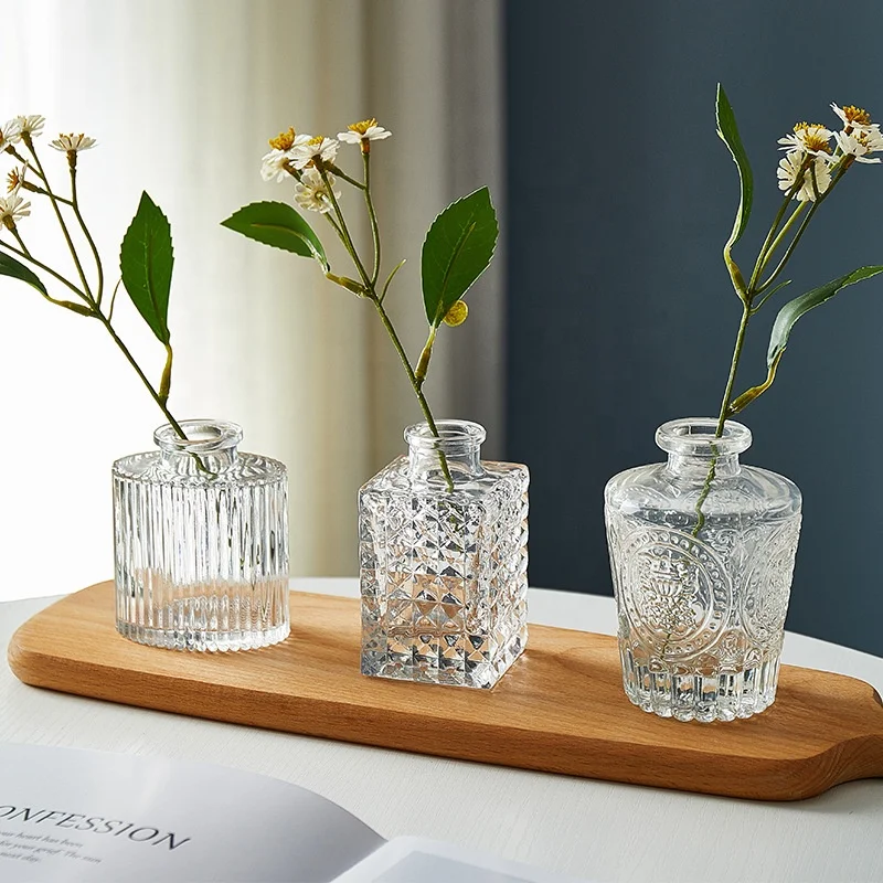 Creative Wide Mouth High Vase Home Decoration Flower Arrangement clear Crystal Glass Vase
