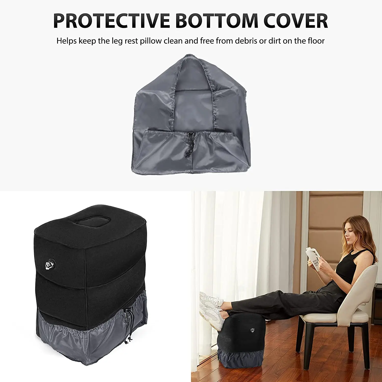 Adjustable Height Leg Pillow Fast Inflatable Travel Foot Rest Pillow for Toddlers
