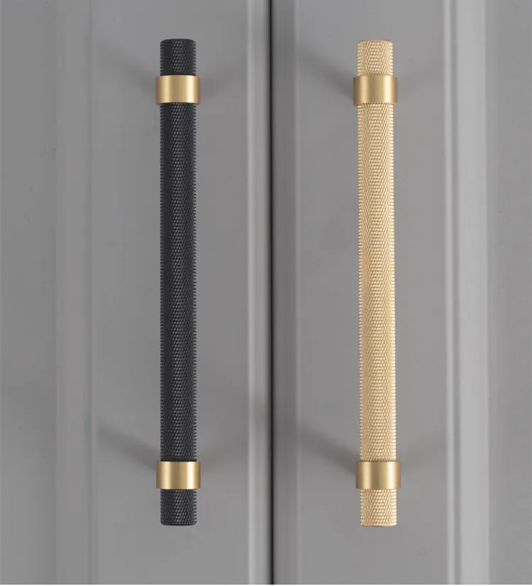 Black Cabinet Pulls Knurled Textured Cabinet Handles Solid Brass Pulls ...
