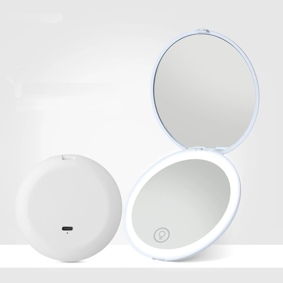 Gmgaic Double Side Mirror 2X Magnification Touch Screen Rechargeable Pocket 12 Lights LED Mirror for Women Cosmetic