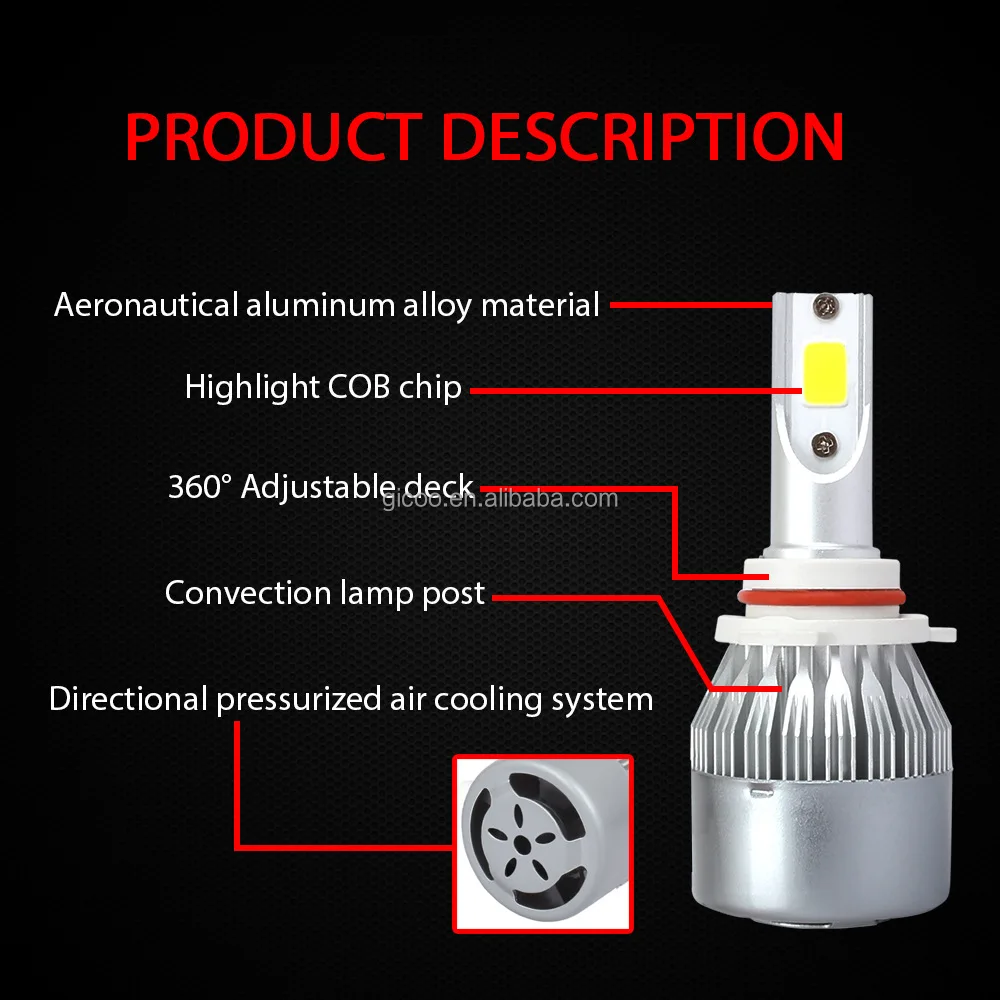 Wholesale Car Auto Light C6 Led Headlight H1 H3 H7 H4 H11 9005 9006 Led