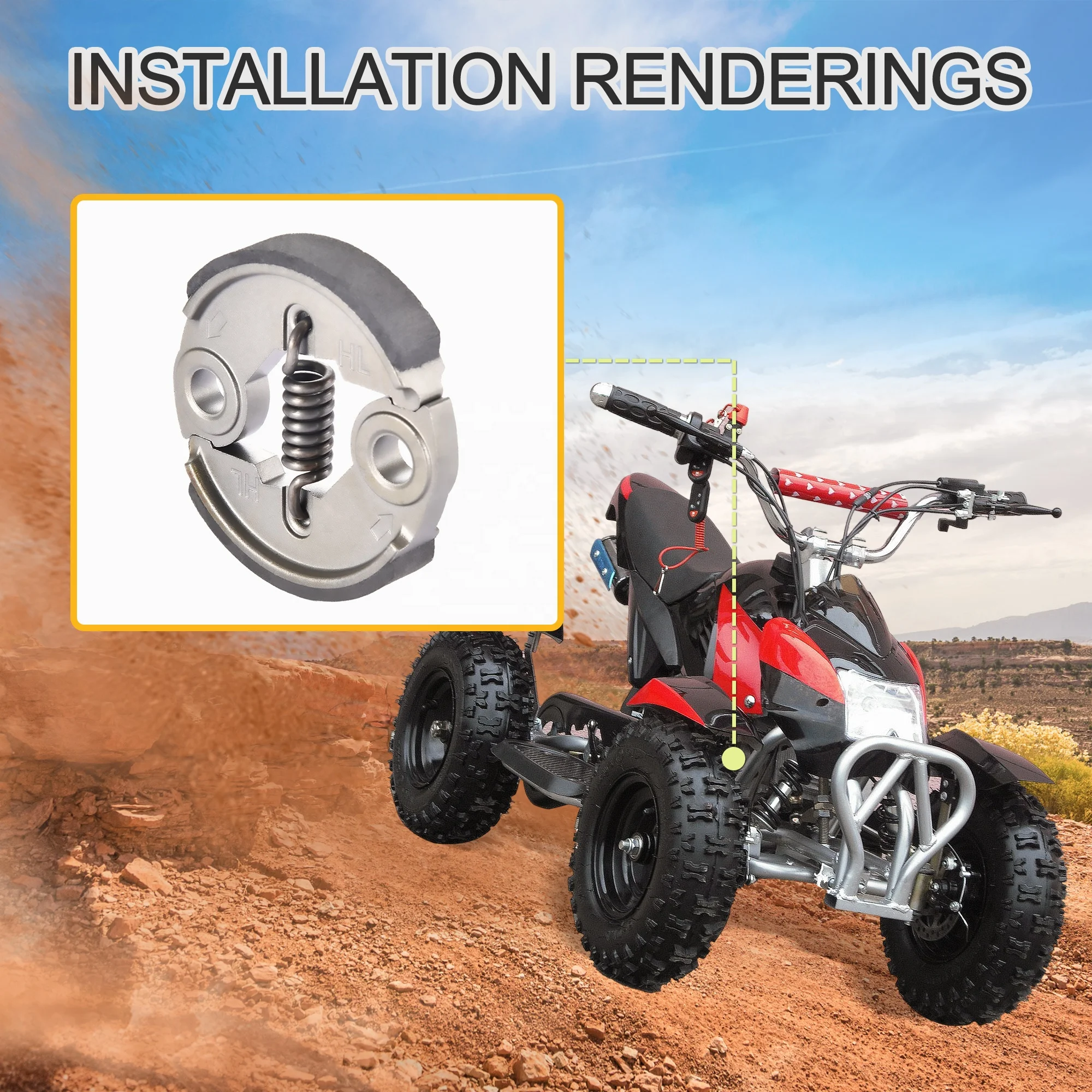 GOOFIT Motorcycle Clutch Pad with Spring Replacement for 43cc 47cc 49cc 2Stroke Engine X-1 X-2 CAT EYE Mini Pocket Dirt Bike ATV