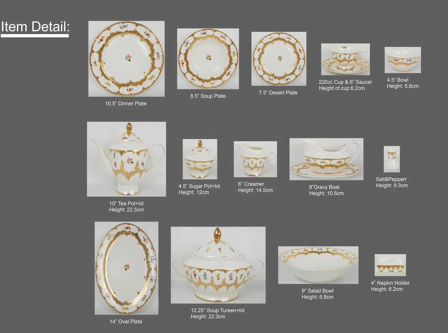 Embossed Gold Ceramic with Gold  Procelana 12 Person Russian Tableware Luxury Porcelain Dinnerware Dinner Sets