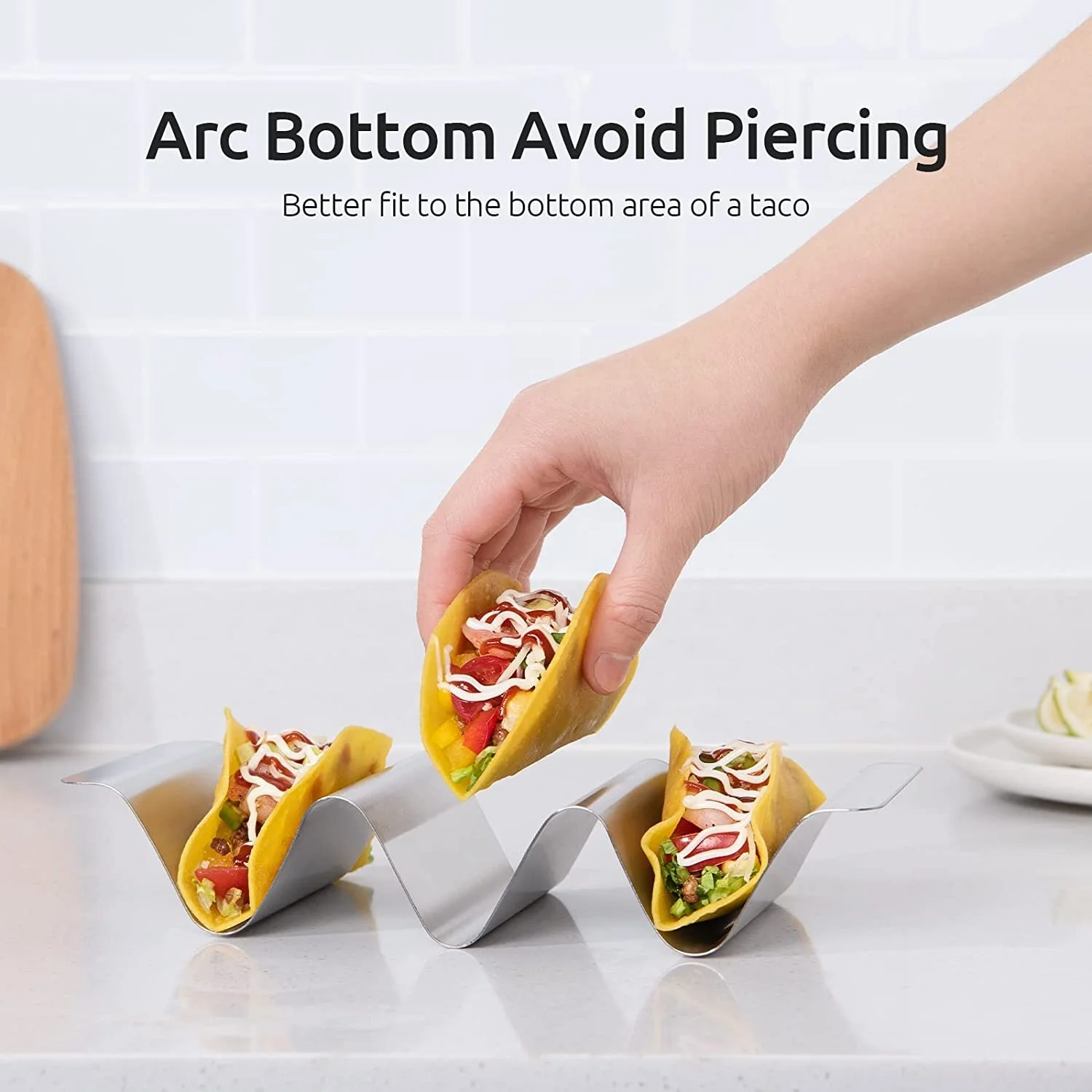 18/8 Stainless Steel Taco Holders Soft Hard Taco Shell Rack Metal Corn ...