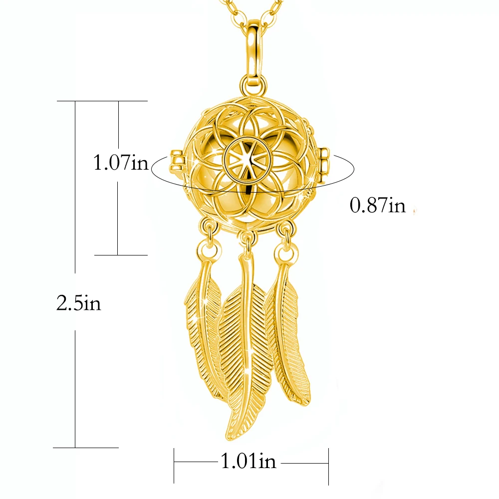 Cremation Jewelry Urn Necklace for Ashes for Women Men Feather Keepsake Dream Catcher Hollow Pendants in Memory of Human Pets