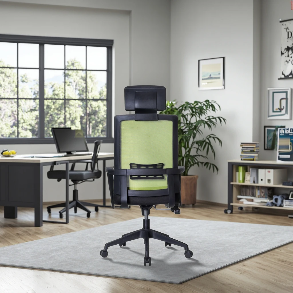 Ergonomic Modern Executive Office Chair with Adjustable Lumbar Support Mesh Back Breathable Material Fixed Arms Steel Base 4